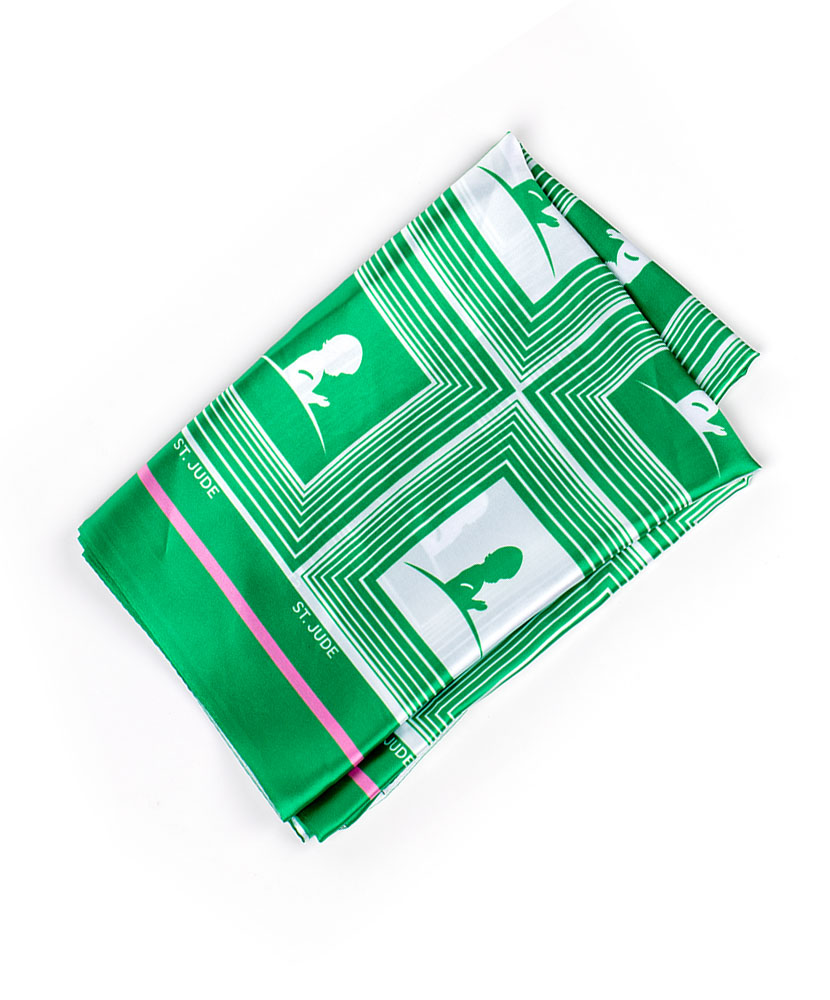 Green/White Repeat Square Logo Scarf